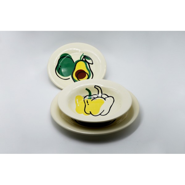Vajilla aguacate juego 3 piezas